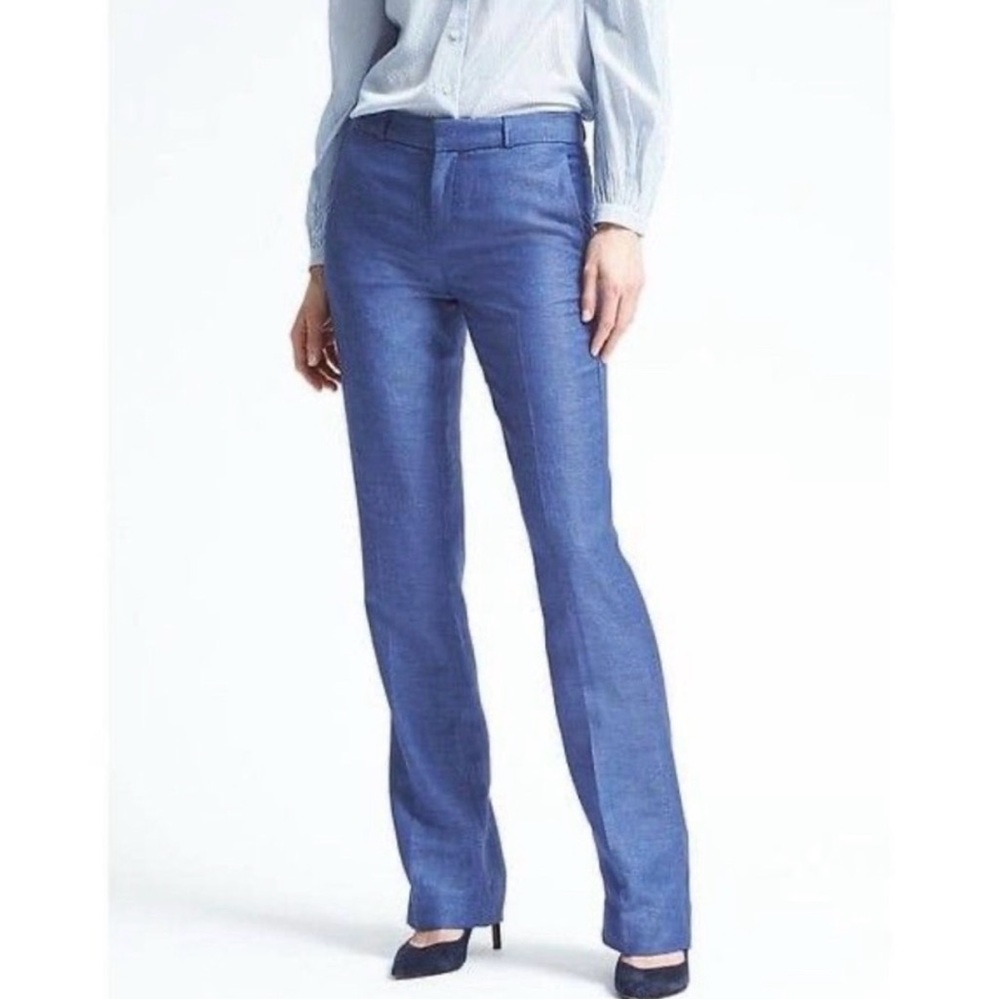 Tailored Blue Straight-Leg Women's Trousers